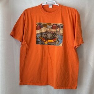 Kliban Cat in Pool Orange T Shirt sz XL 100% Cotton Funny Quirky